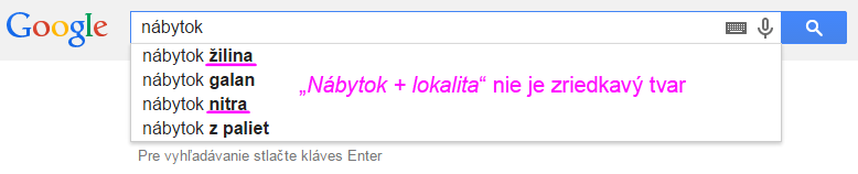 Našeptávač Google:Nabytok+lokalita